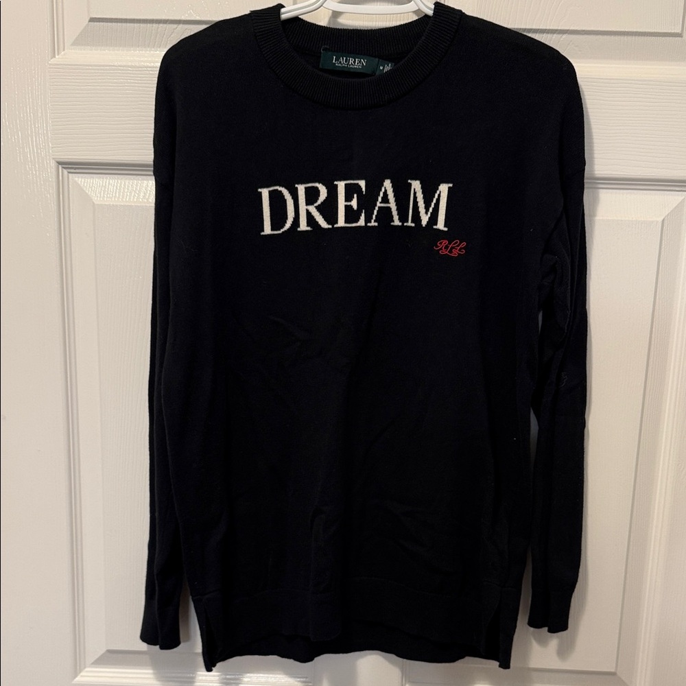 Ralph Lauren Black Crewneck Sweater with Dream Design